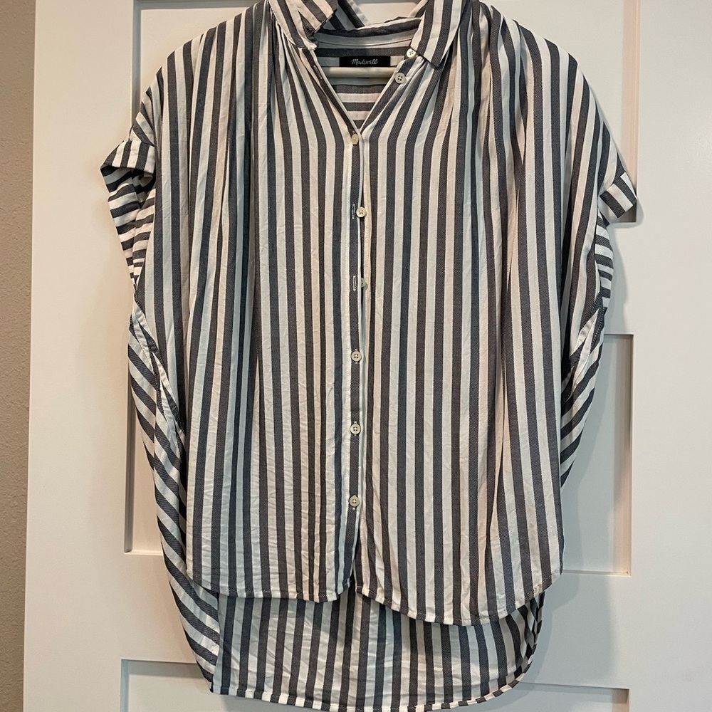 Madewell Black and White Striped Blouse